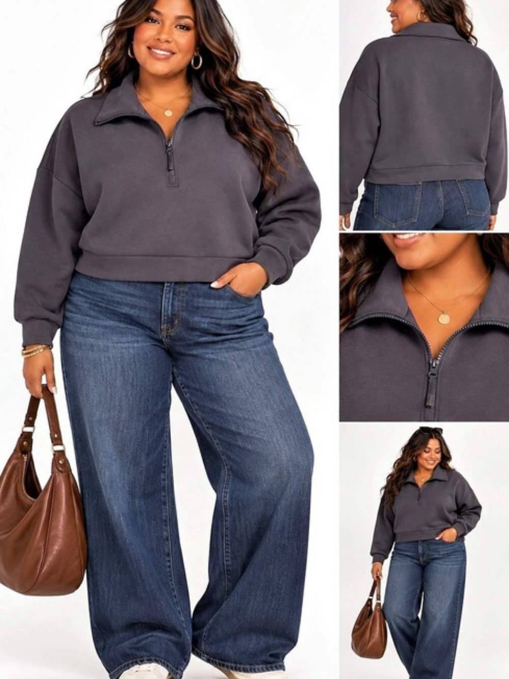 NWT Avia XXL 20 Cropped Quarter Zip Scuba Top Sandwashed Black